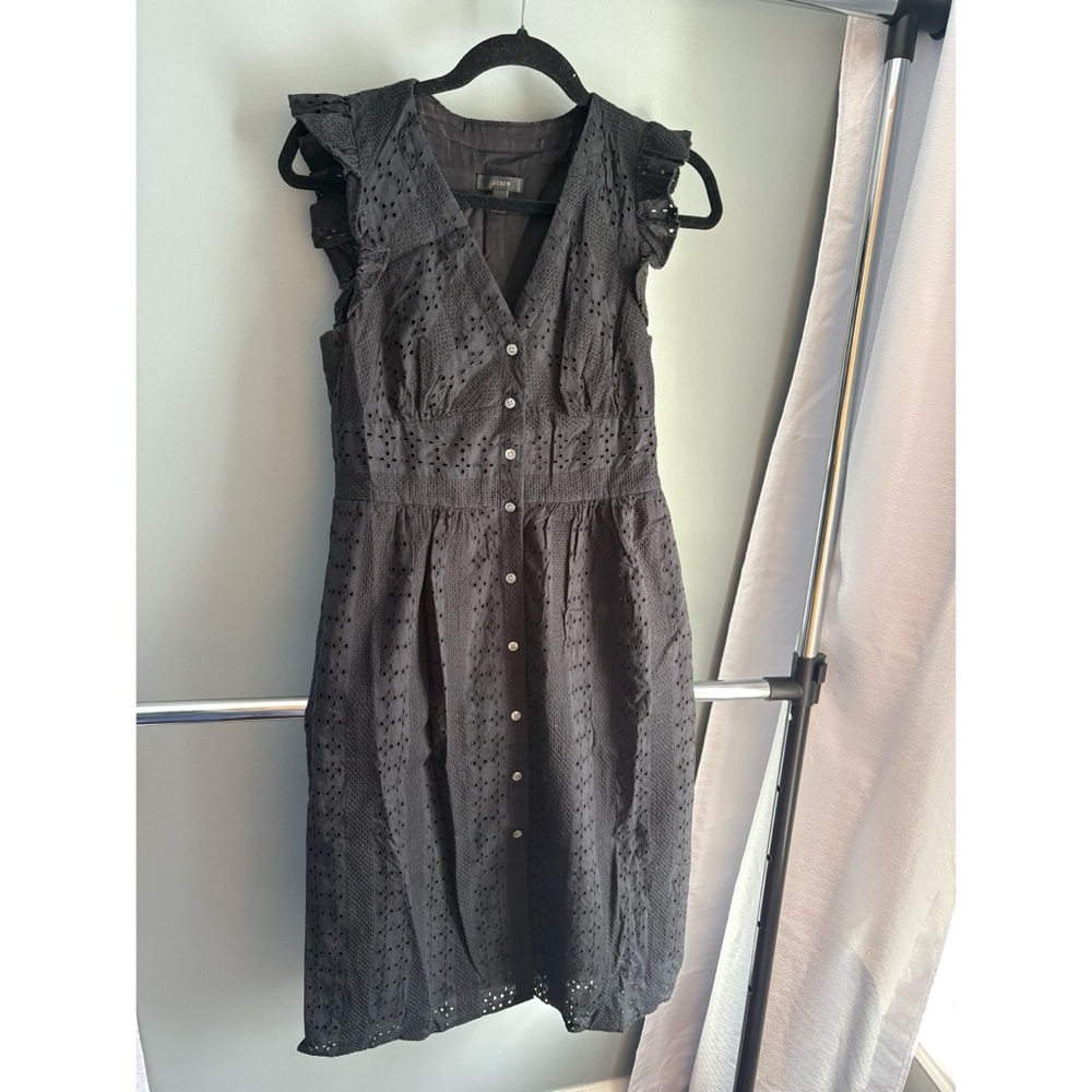 J. Crew Elegant Black Eyelet Dress